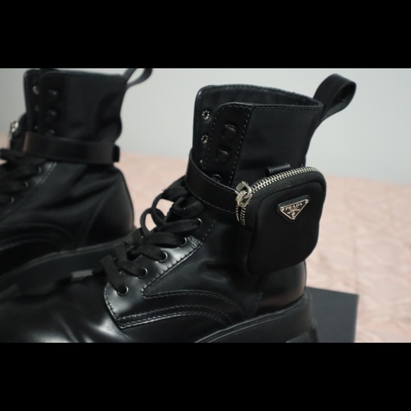 Prada Monolith brushed leather and nylon combat boots - Picture 6 of 7